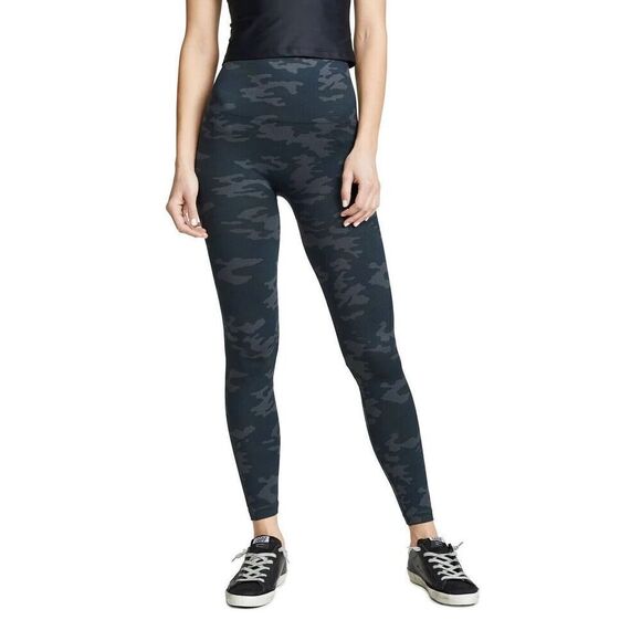 Spanx Look At Me Now Leggings Womens Large Black Camo Seamless High Rise Shaping - Picture 1 of 11